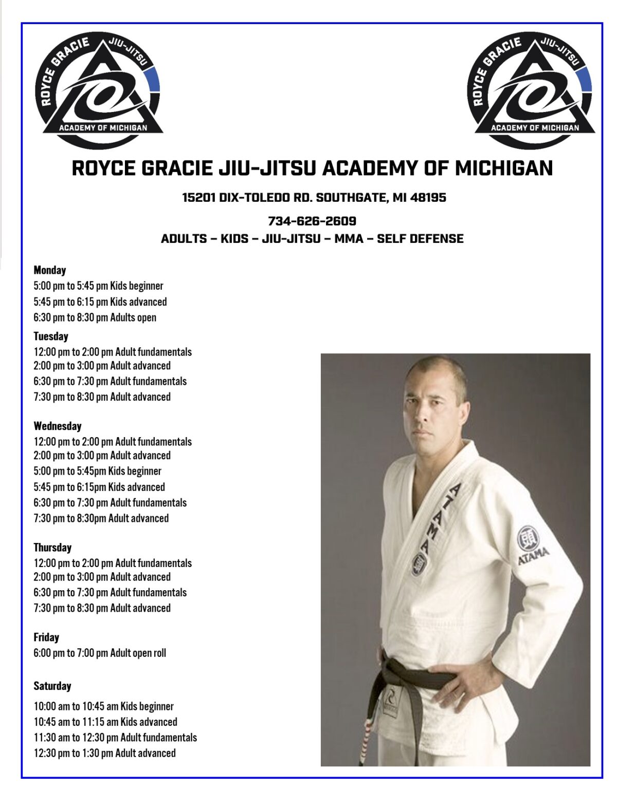 Class Schedule Royce Gracie AOM Royce Gracie AoM